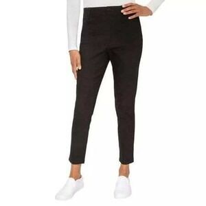 Mario Serrani Italy Womens Black MED Textured Pull On Pant Ankle Length